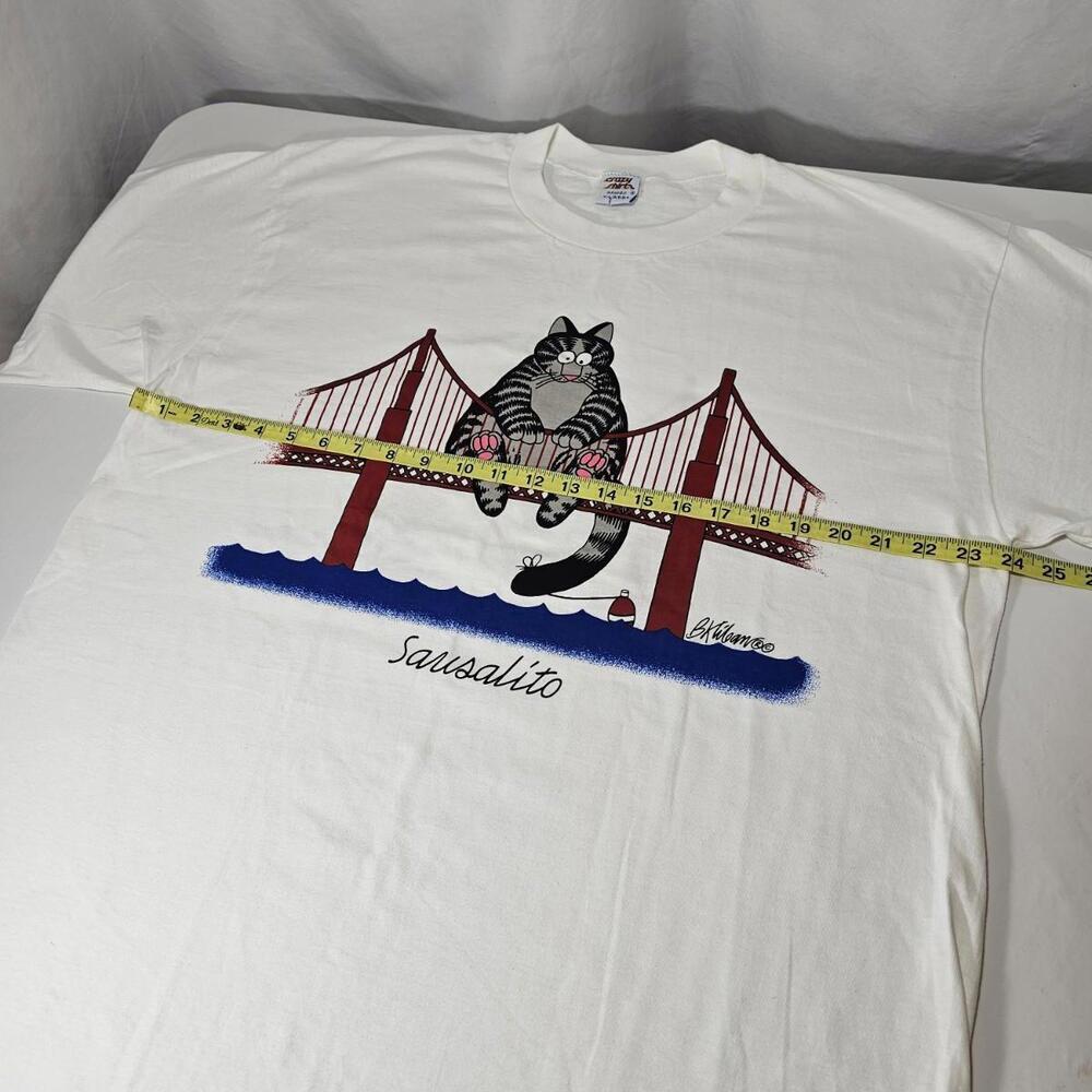 Vintage Crazy Shirts Kliban Cat Size XL Sausalito Fishing Bridge Single Stitch - Picture 8 of 11